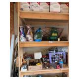 Lights, yard and garden, rivet gun, purple crate full of light parts, weed eater line, and more (bring boxes to pack)