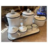 White Granite Ware Coffee and tea set