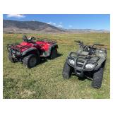 Two Honda four wheelers for parts - red has potential to run with little effort