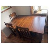 Ashley Furniture 42 x 60 dining table w/ self storing leaf and 6 chairs,  new seat covers included!