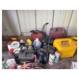 Gas and diesel cans, auto fluids etc ..