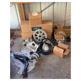 Huge assortment of new in the box parts for who knows what There are two brand new Jeep struts in here, there's bearings and races and carriers, there's a brand new alternator idler pulleys flat belt 