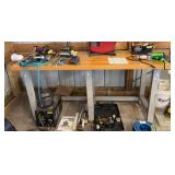 25' x 72' steel leg workbench, butcher block style top, matches previous lot