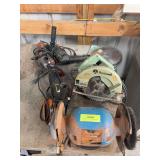 Power tools, drills, grinders, circular saw, bench grinder