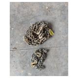 6’ x 1/4” chain w double hooks and 14’ x 5/16” chain w double hooks