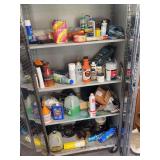 Storage cabinet contents auto fluids, oils, r13 refrigerant, steel wool, glues