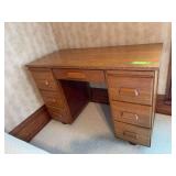 Oak double pedestal desk 20D x 44L x 29H
