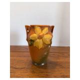 Roseville double handle vase, Clematis pattern 105-7
