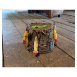 Wicker fishing creel with lures