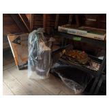 Dartboards, folding camp table, Sportcraft 2 game combo, carom board w original box and Walter Hanson golf bag