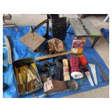 Router table, knives, knife block, snow scrapers, tool belts, etc