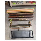 Wood levels made into shelves, pipe shelves and yard sticks