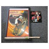 Harley Davidson poster and Repro tin sign