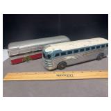 2 cast metal buses