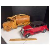 2 wood toy trucks