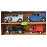 4 wooden toy vehicles