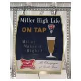 Miller High Life Beer sign w/filling glass