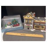 Department 56 snowmobile shop and snowmobile slider decoration