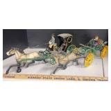 2 cast iron horse drawn wagons