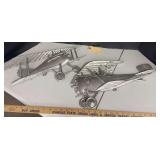 Two cast aluminum airplane wall plaques