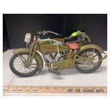 Metal Harley motorcycle and side car