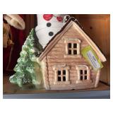 Lighted Christmas cabin - has a few small chips