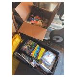 Large tote and box full of games, cards, etc. Your children will never be bored again!