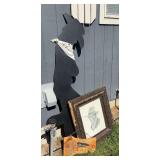 John Wayne items, including large framed pencil sketch, speak your mind wall plaque, and silhouette cut out