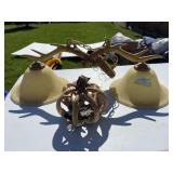 Faux antler hanging light fixture and pumpkin