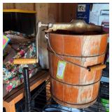 Vintage hand crank wood barrel ice cream maker