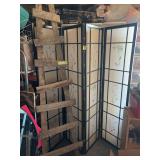 Four section room screen and Barnwood blanket ladder or picture frame shelf