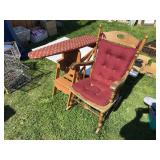 Wood rocking chair and handmade ironing board that folds up into stepstool
