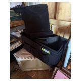 Corner storage bench, collapsible storage cubes and collapsible wood shelf