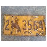 Wyoming 1972 license plate