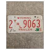 1988 Wyoming Trailer License Plate