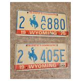 1975 Wyoming License Plates
