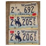 Three Wyoming License Plates