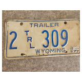 1975 Wyoming Trailer License Plate