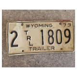 1973 Wyoming Trailer License Plate