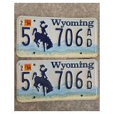 Pair of Matching Wyoming License Plates