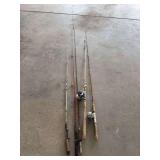 Fishing poles and 2 reels
