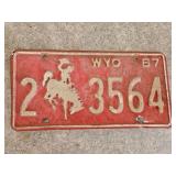 1967 Wyoming License Plate