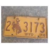Wyoming 1974 license plate
