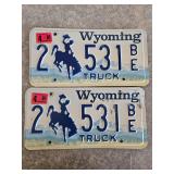 Pair of Matching Wyoming License Plates