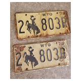 1973 Pair of Matching Wyoming License Plates
