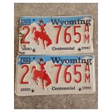 1988 Pair of Matching Wyoming License Plates
