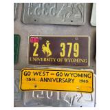 1965 Go West Go Wyoming 75th Anniversary sign or plate, University of Wyoming plate