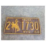 Wyoming 1968 license plate