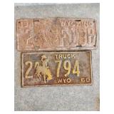 1941 Wyoming License Plate and a 1960 Wyoming License Plate
