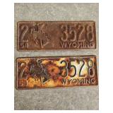1954 Pair of Matching Wyoming License Plates